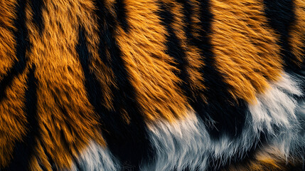 Wall Mural - Close-Up Background of Tiger Skin Pattern with Vivid Stripes