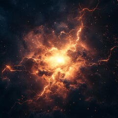 Poster - An abstract technology and science background, high voltage strike