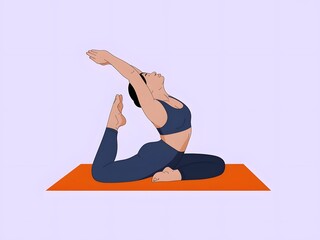 A woman exercise on a yoga mat cartoon vector set White background