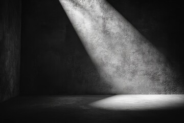 Poster - Black background with white blur spotlight effect. Concrete wall.