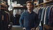 © pkproject - Young Confident Man Browsing Clothing Racks at Clothing Store Interior