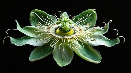 A single, exotic passionflower with intricate tendrils and a captivating corona, symbolizing passion and spirituality.