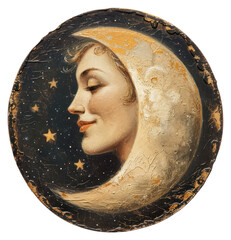 Sticker - PNG  Moon art illustration painting.