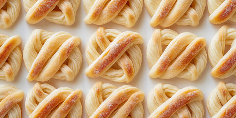 Twist confections arranged to resemble a Celtic knot pattern, food illustration