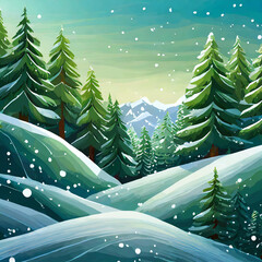 winter landscape with snow