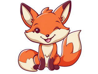 Wall Mural - cute fox vector illustration on a white background, generative ai
