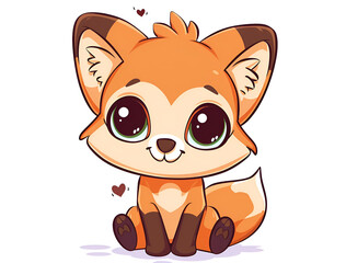 Wall Mural - cute fox vector illustration on a white background, generative ai