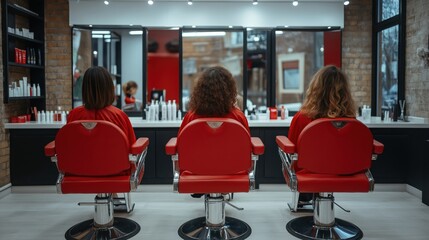 Women sitting in a beauty salon talking