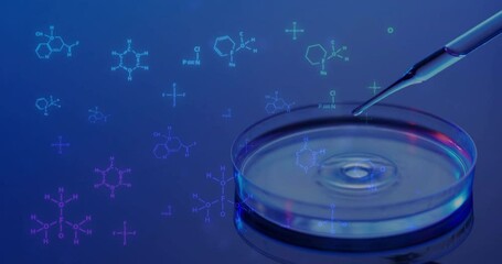 Poster - Animation of scientific data processing over pipette and dish in laboratory