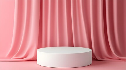 Canvas Print - Minimal Pink 3D Cylindrical Podium for Product Display or Cosmetic Showcase