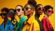© ADD PHOTO - Diverse Group of Fashionable African Women Posing with Vibrant Accessories and Confidence