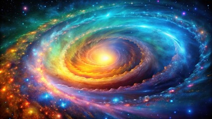 Wall Mural - Abstract spiral galaxy with vibrant colors and intricate patterns, space, astronomy, universe, cosmic, colorful