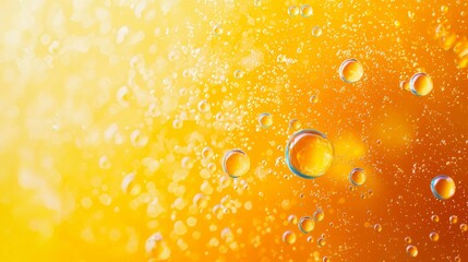 Wall Mural - On a colored background, a macro shot of water oil emulsion can be seen