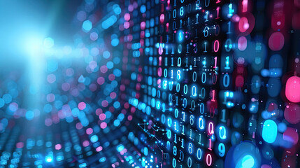 Digital binary data code screen background