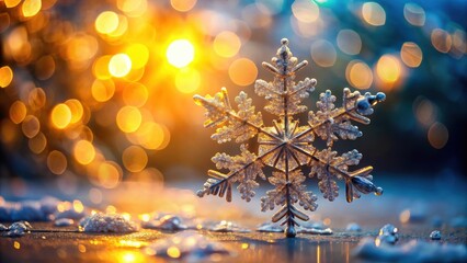 Snowflake glass reflection on sun light, shiny bokeh background, snowflake, glass, reflection, sunlight, shiny, bokeh