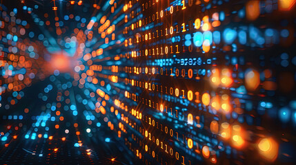 Digital binary data code screen background