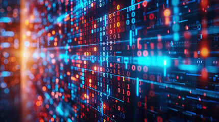 Digital binary data code screen background
