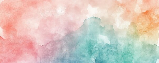 Wall Mural - A soft watercolor abstract background featuring gentle hues of pink, teal, and orange, perfect for creative projects.