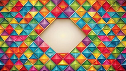 Colorful geometric ornament with multicolored triangles, geometric, decoration, vibrant, bright, colorful, abstract, design