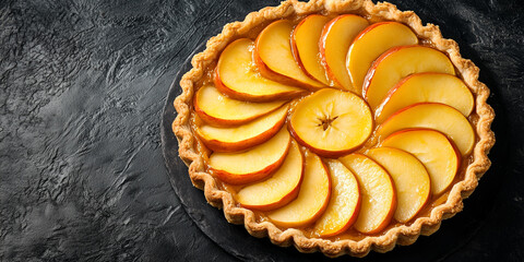 Apple tart with concentric slices of fruit on open-faced pastry