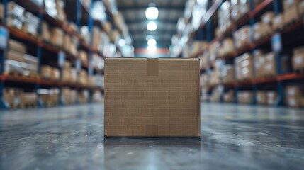 Closed boxes on a conveyor in a warehouse