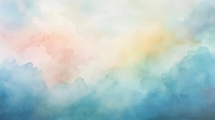 Wall Mural - A serene watercolor background featuring soft pastel colors blending beautifully, perfect for calming designs or artistic projects.