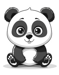 Wall Mural - cute, kawaii panda clip art, a simple vector graphic on a white background, generative ai