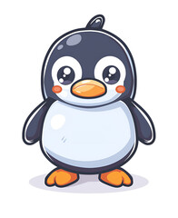 Wall Mural - cute cartoon penguin vector illustration on a white background, generative ai