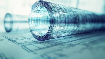 Wall Mural - this rendering includes separate layers of visible and invisible lines in orthography to depict an i