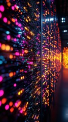 Leinwandbilder - Abstract image of colorful lights on server racks in a data center, representing digital technology and networking infrastructure.