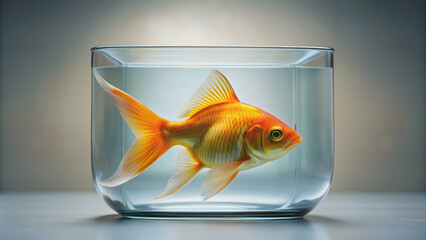 Goldfish swimming peacefully in a clear fish tank, Goldfish, tank, aquatic, underwater, swimming, aquatic life