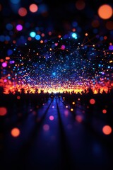 Aufkleber - Crowd silhouette against a vibrant display of colorful bokeh lights, creating a mesmerizing abstract and festive atmosphere.