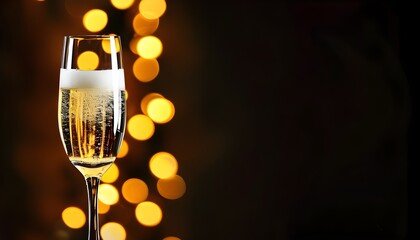 Wall Mural - Celebratory champagne glass shimmering amidst enchanting bokeh lights