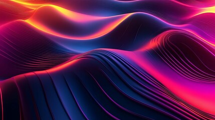 Wall Mural - Abstract 3D Curved Lines in Vibrant Gradient Colors