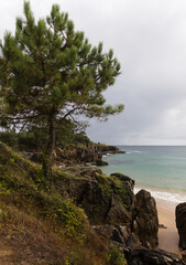 Cantabria, Spain, landscapes along short coastal walk between two town beaches Playa de Ris and Trengandin