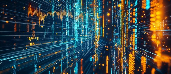 Aufkleber - The digital background can be used to describe network capabilities, technological processes, digital storages, science, and education.