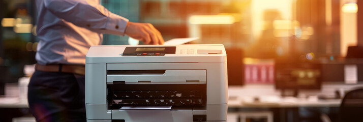 Businessman using a printer in an office