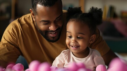 Happy father and daughter playing together at home.