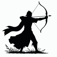 Canvas Print - Traditional archer silhouette vector art illustration