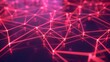 © Shutter2U - Network of glowing red nodes and lines forming geometric shapes, dark purple background, futuristic feel, depth of field effect, clear and crisp details with copy space