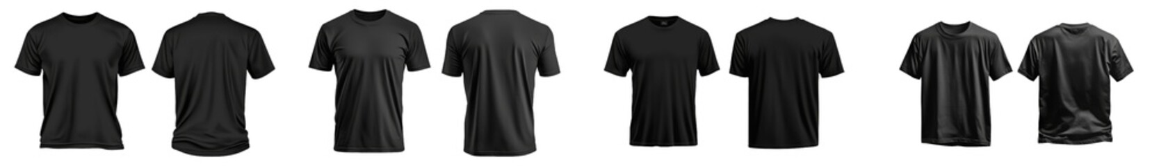 The concept of people and t-shirts - close up of blank black t-shirts, front and back isolated. Mockup template for design printing.