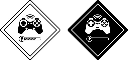 Gamer Zone Signs. Humorous Funny Road Signs. Joystick, Game Console. Black And White Vector Icons