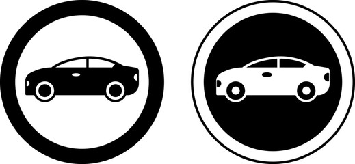 Poster - Signs Car Traffic. Prohibitory Round Road Signs. Vehicle. Black and White Vector Icons