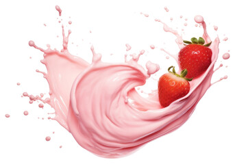 Canvas Print - Strawberry yogurt splash strawberries background fruit.