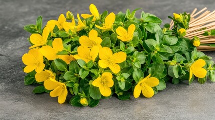 Sticker - Yellow Wildflowers on a Grey Background