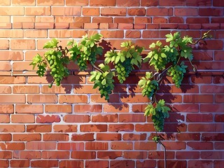 Canvas Print - Green Vine Growing on a Brick Wall