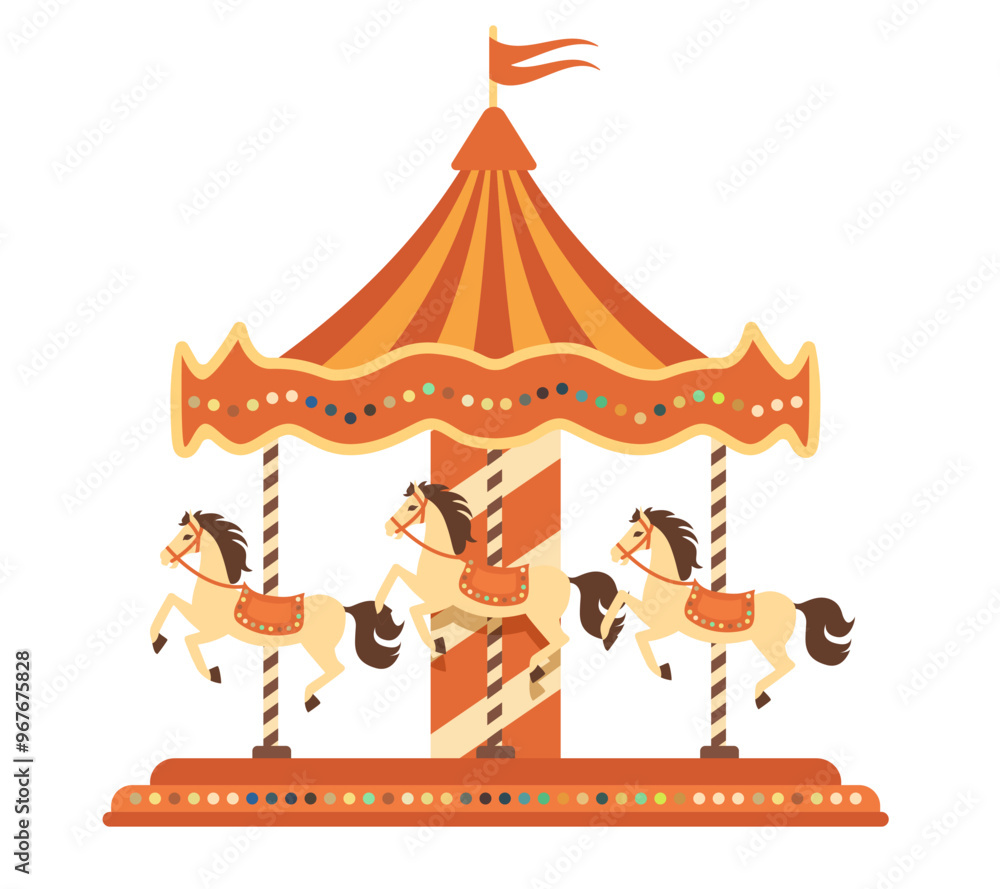 Merigo Round Vector Carousel. Merry go round. Vector clipart isolated on white background ...