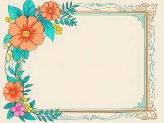 Wall Mural - Floral Frame Border Illustration