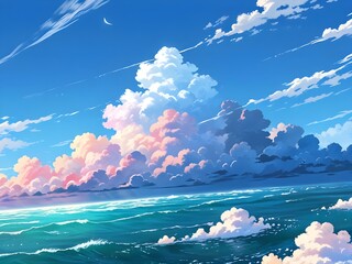 Sticker - Tranquil Ocean with Dramatic Clouds