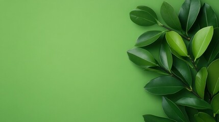 Canvas Print - Green leaves on a green background